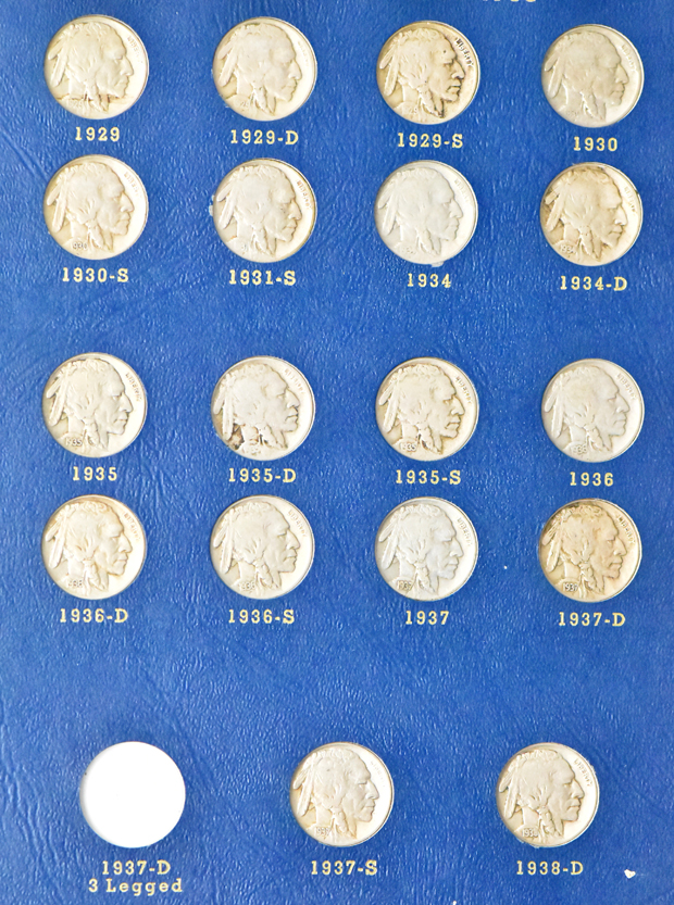 Complete collection of Buffalo nickels in a Whitman 9400 album (1918/7-D NGC Good-6 and 1937-D 3 Legged NGC VF-35)