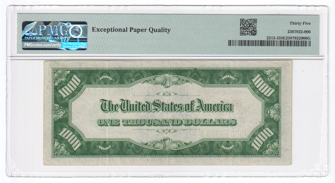 1934-A $1,000 Kansas City Fr# 2212-J - PMG VF-35 EPQ