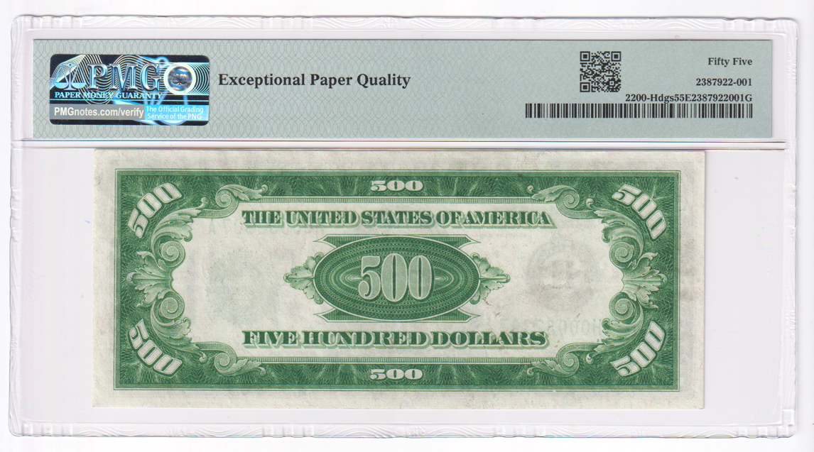 1928 $500 St. Louis Fr# 2200-Hdgs - PMG AU-55 EPQ