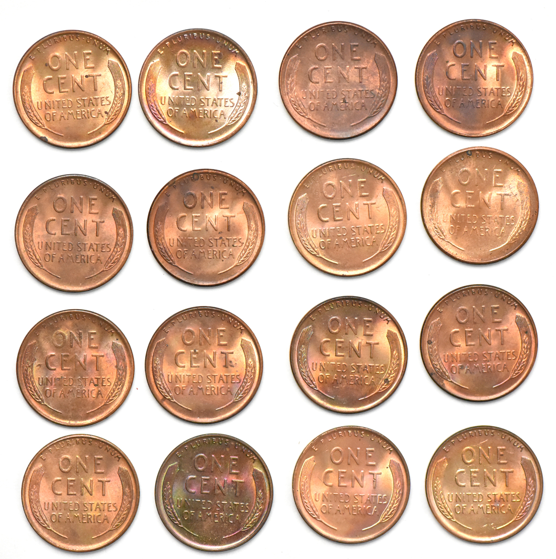 Group of sixteen Lincoln cents