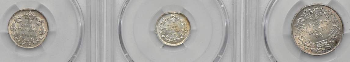Multiple - Group of eight Canada, New Brunswick, and Newfoundland coins certified by PCGS