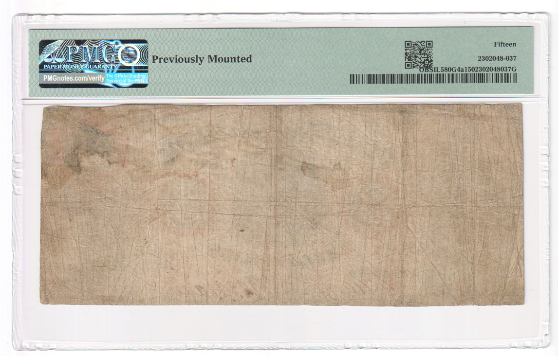 $3 Obsolete - 1859-60 Commercial Bank of New Haven, Illinois PMG F-15/previously mounted