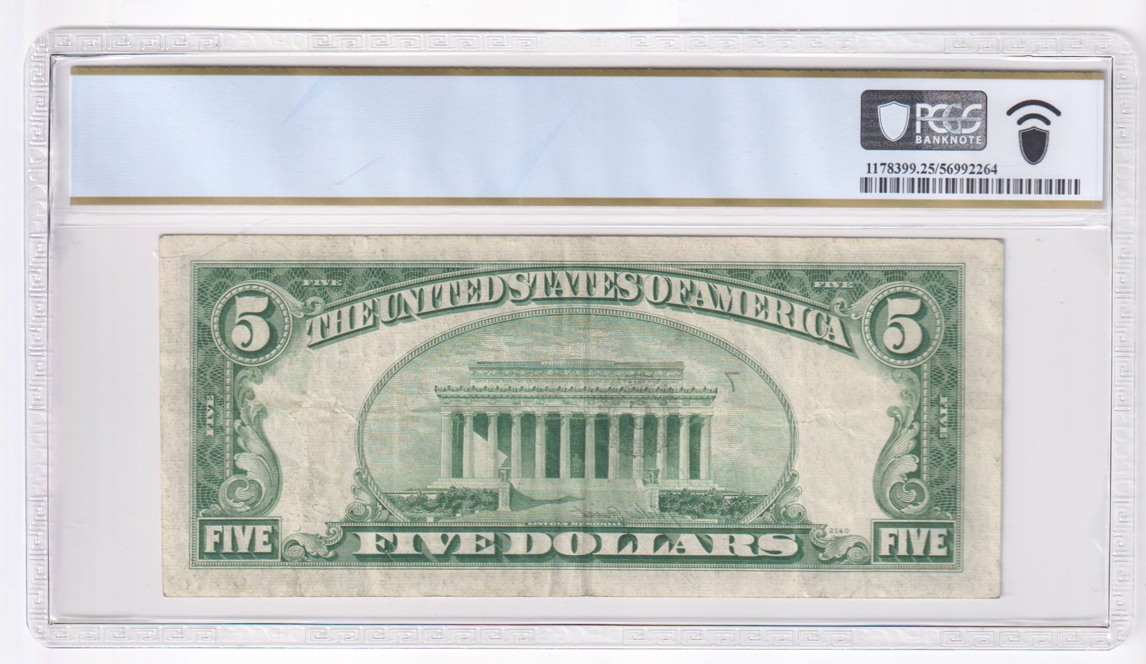 Error Currency - 1950-A $5 Chicago FRN Star Fr# 1962-G* - Overprint Misalignment PCGS VF-25