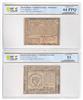 Group of nine Continental notes certified by PCGS