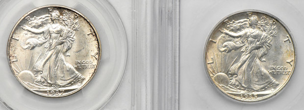 Collection of Walking Liberty half dollars