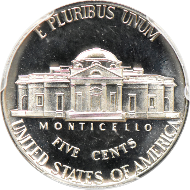 1971 No S Jefferson nickel PR-68, and a 1982 No P Roosevelt dime MS-66, both PCGS