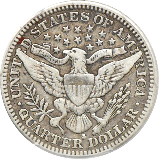 1906 Barber dime PR-65 (rattler), and a 1914-S Barber quarter VF-25, both PCGS