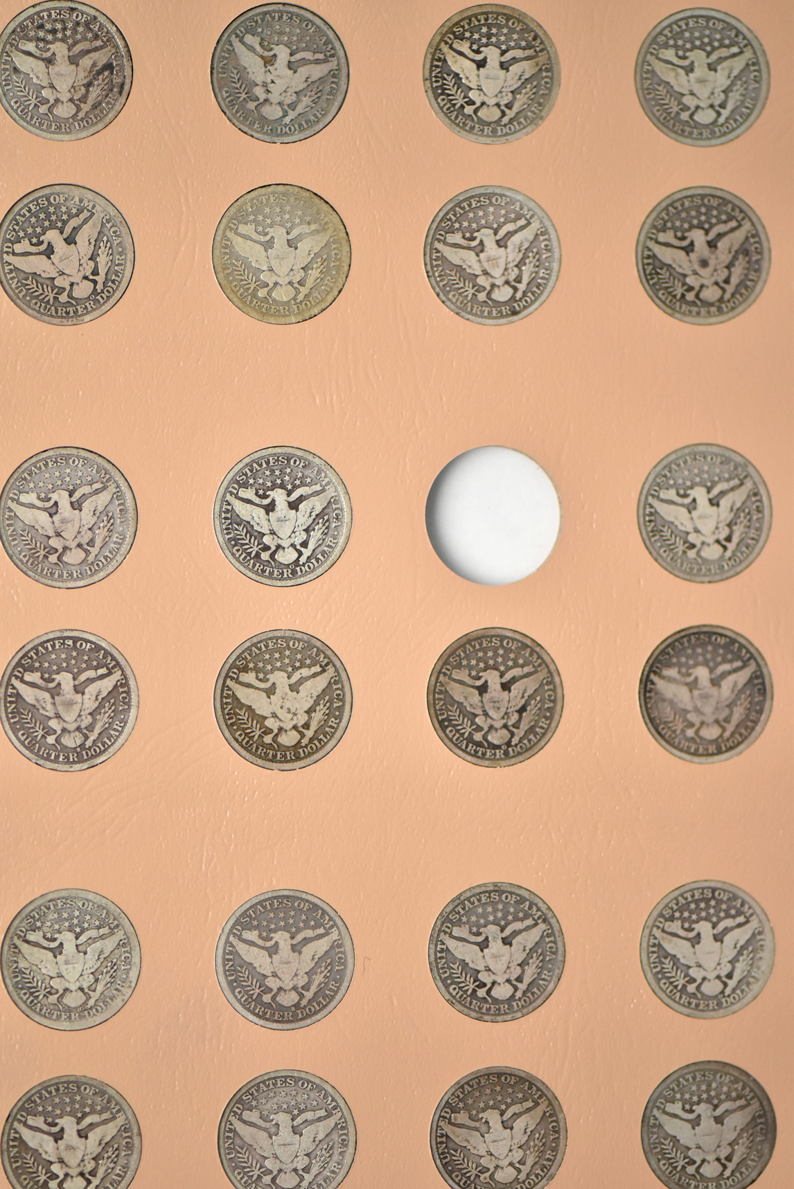 Collection of Barber quarters in a Dansco 7130 album