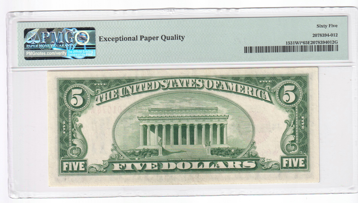 1928-F $5 Star Fr# 1531Wi* - PMG GemCU-65 EPQ