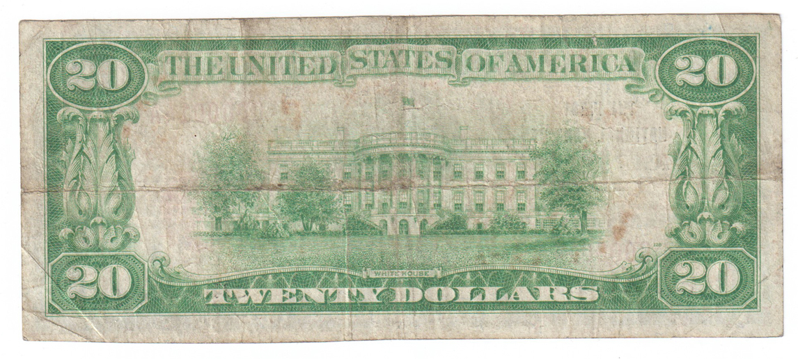 1929 $20 Type 1 - Mound City, IL - F/pinhole