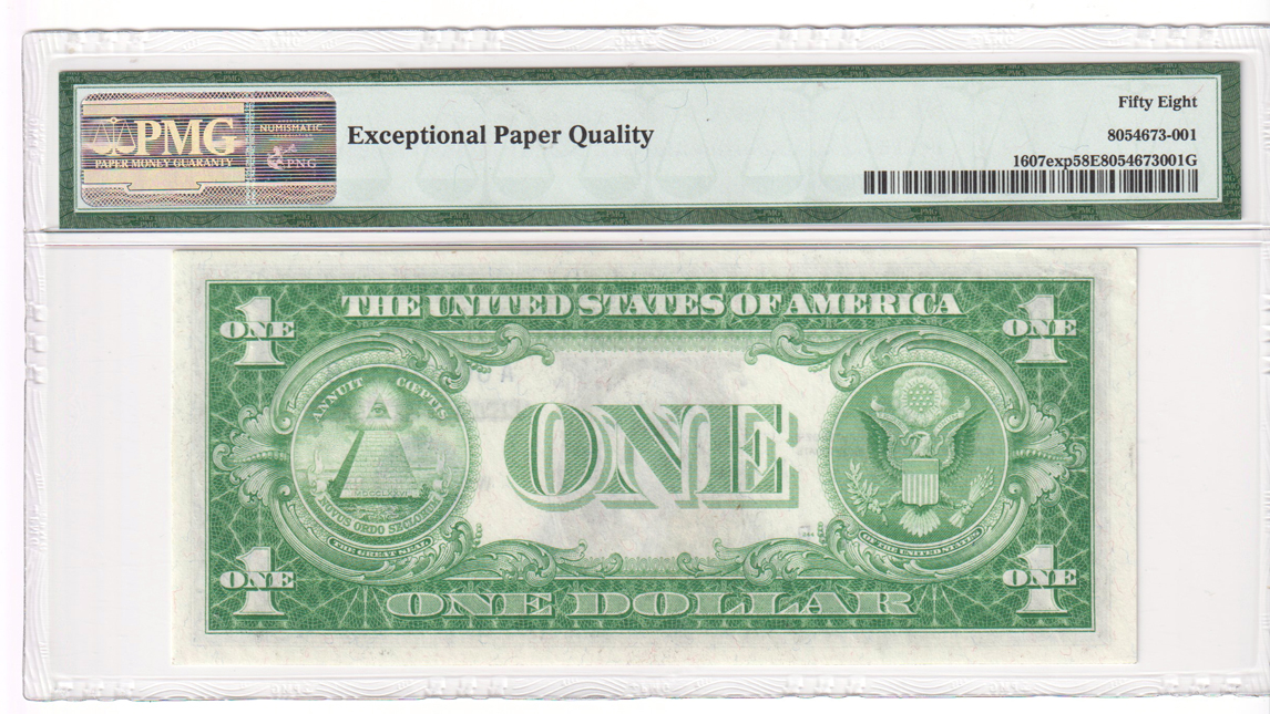 Serial Number 19 1935 $1 Fr# 1607exp Experimental - PMG AU-58 EPQ