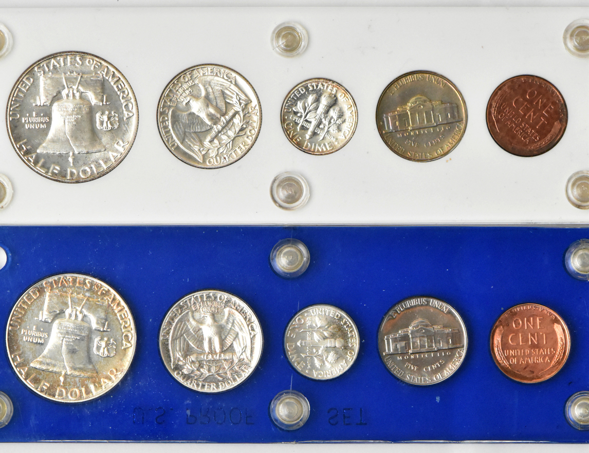 Six 1950 Proof Sets in Capital Plastics holders