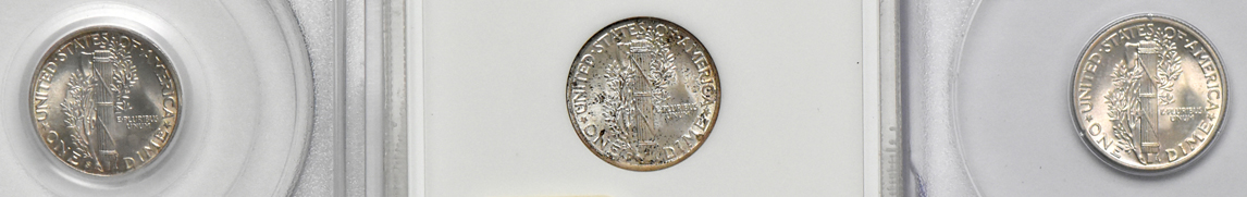 Short set of certified GEM Mercury dimes