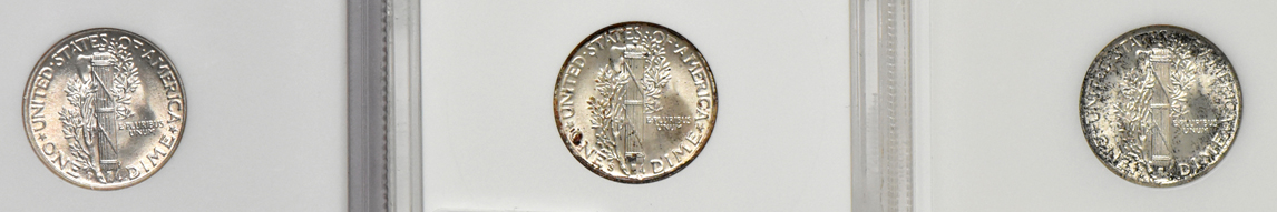 Short set of certified GEM Mercury dimes