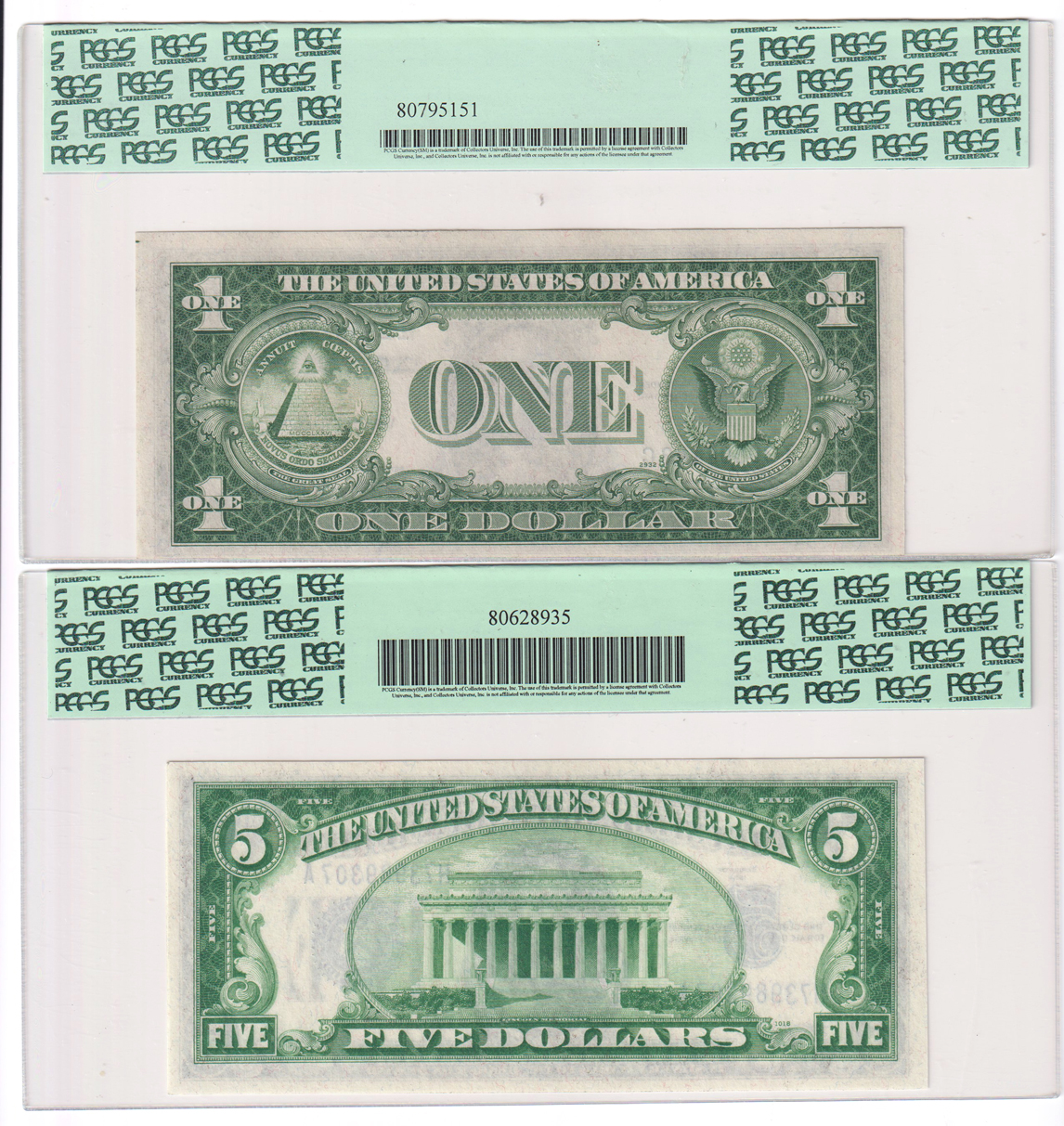 Group of ten certified small size notes