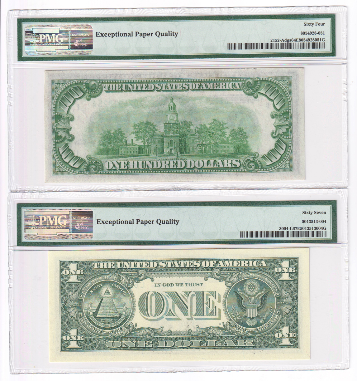Group of ten certified small size notes