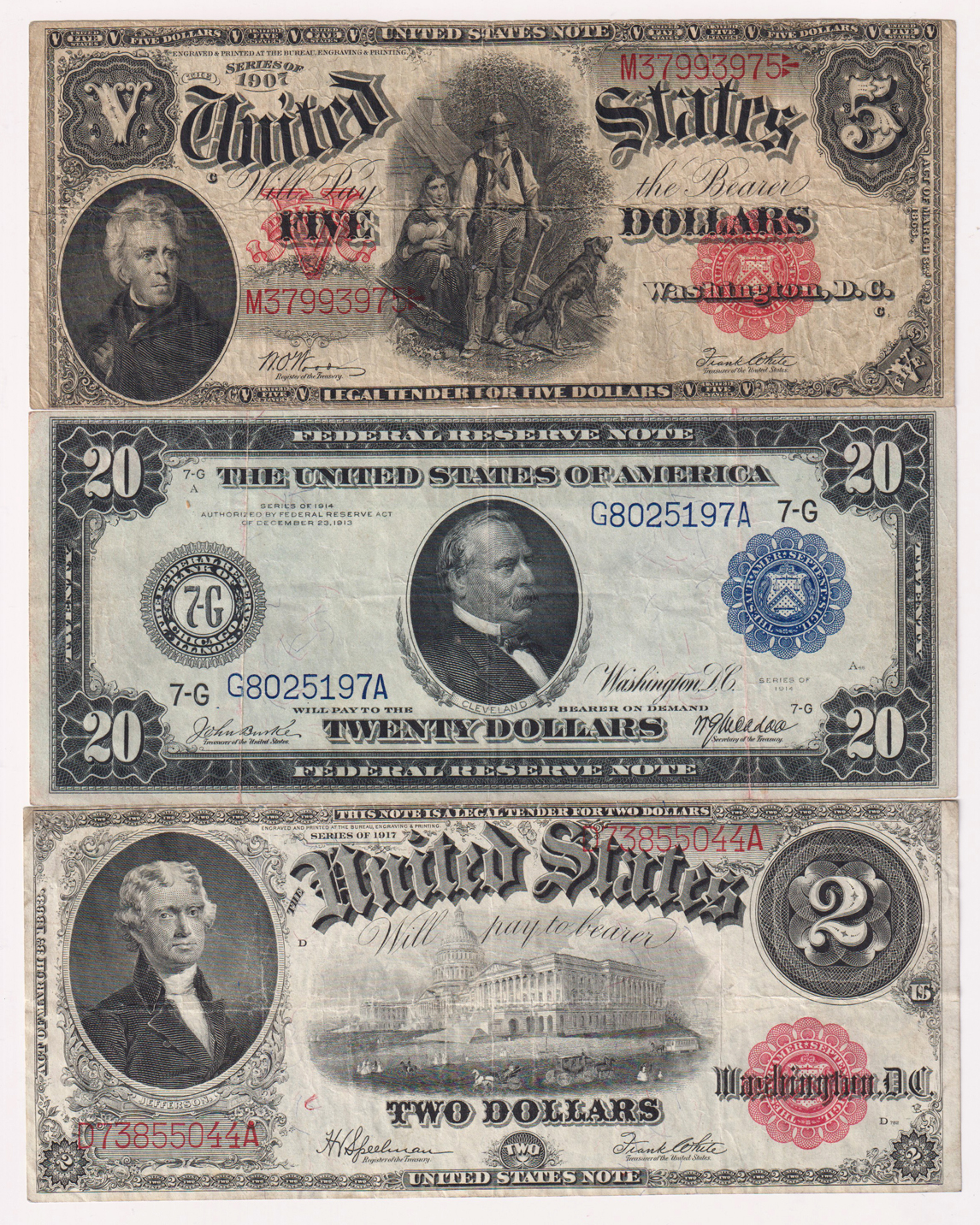 Group of eleven large size type notes