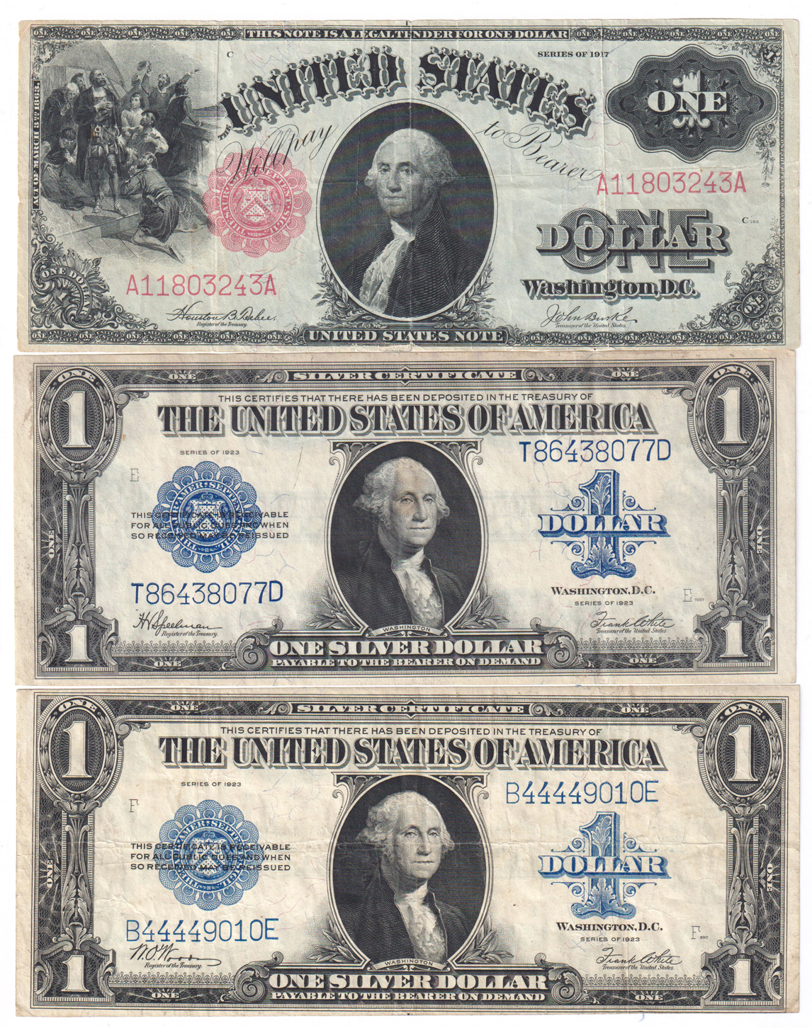 Group of eleven large size type notes