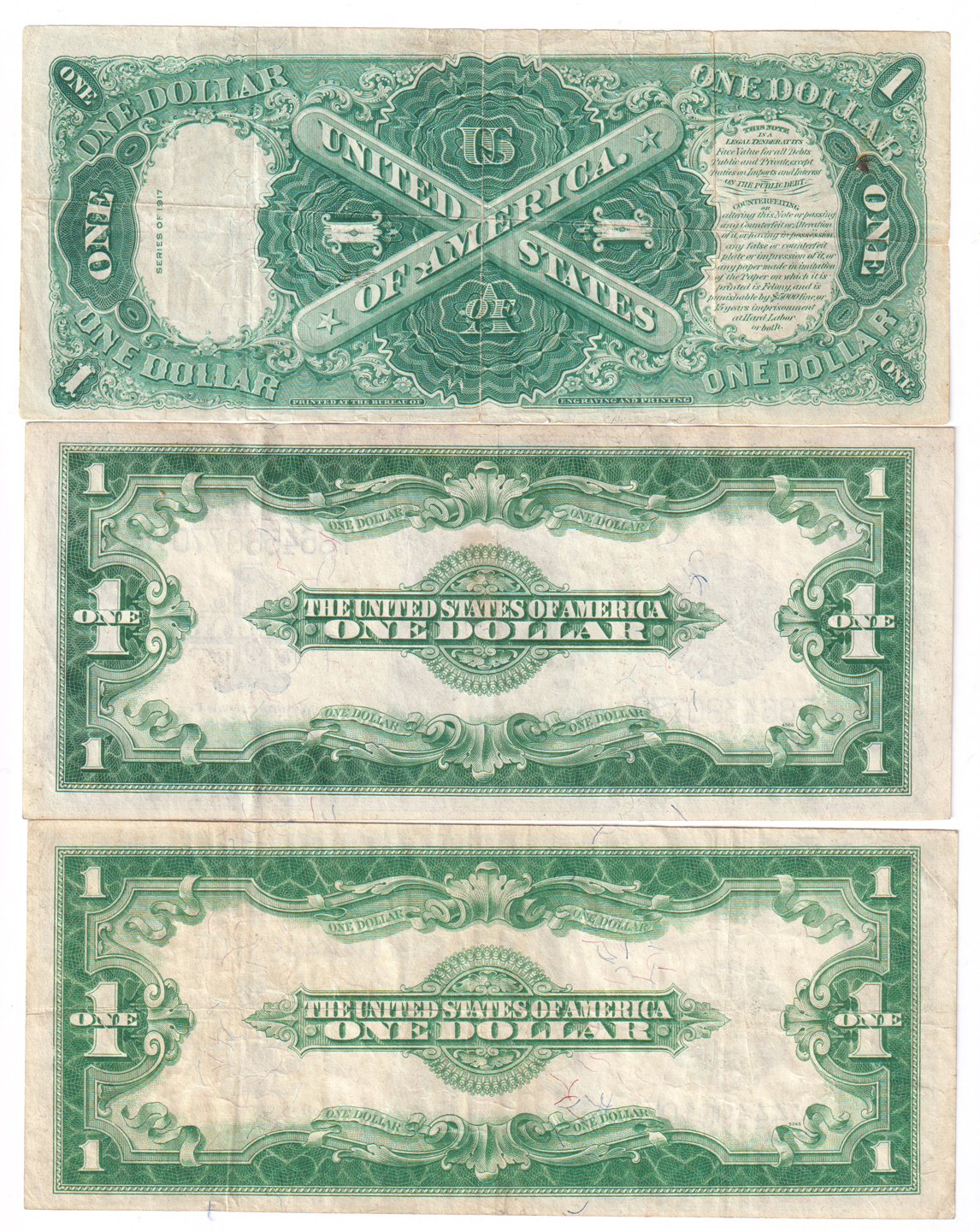 Group of eleven large size type notes