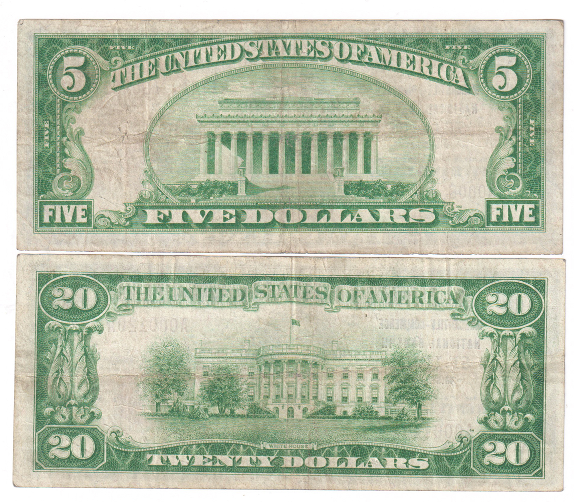 Group of five St. Louis, Missouri National Bank Notes