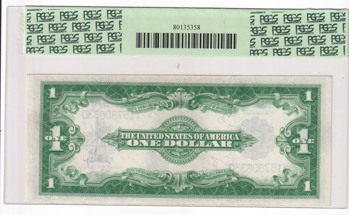 1906 $20 Gold Certificate Fr# 1183 PMG VF-25, and a 1923 $1 Silver Certificate Fr# 237 PCGS ChCU-64 PPQ (damaged holder)