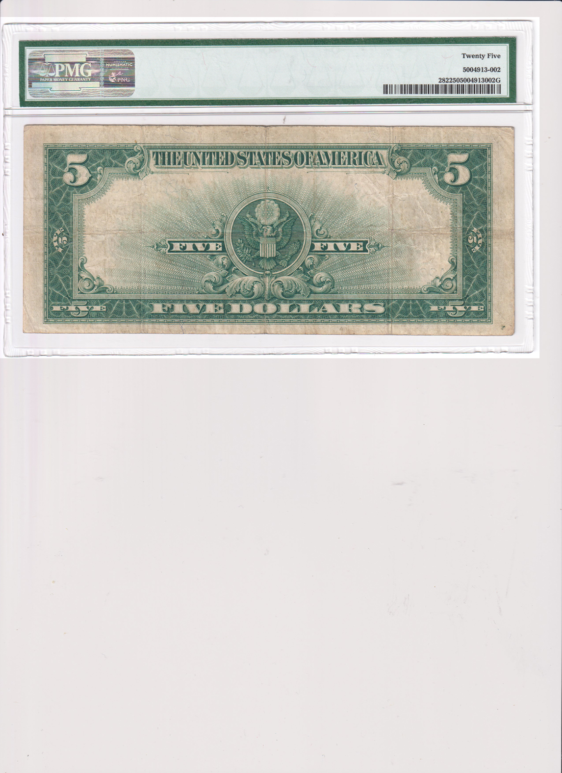 1923 $5 Porthole Fr# 282 - PMG VF-25