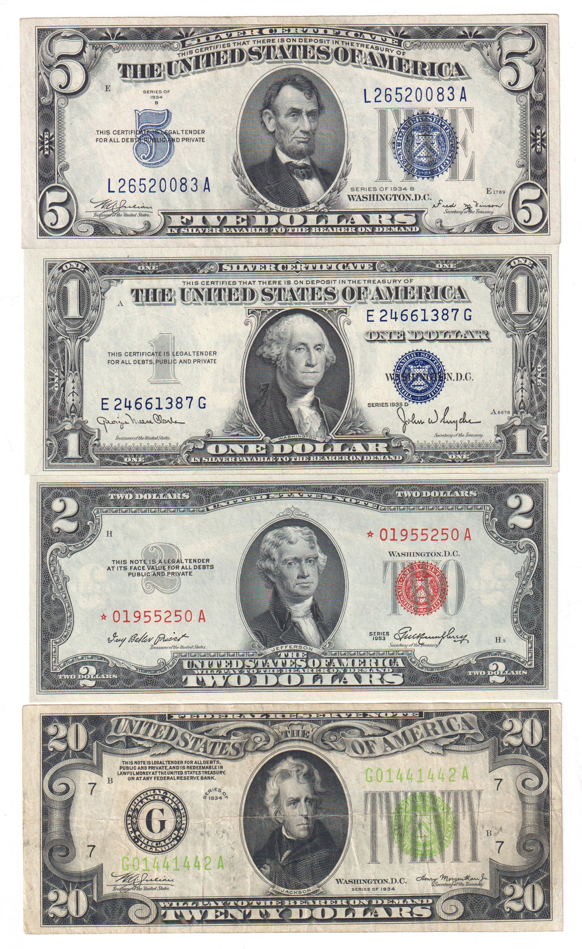 Group of 24 small size type notes