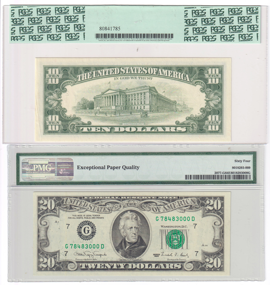 Error Currency - Five certified small size Federal Reserve Note errors