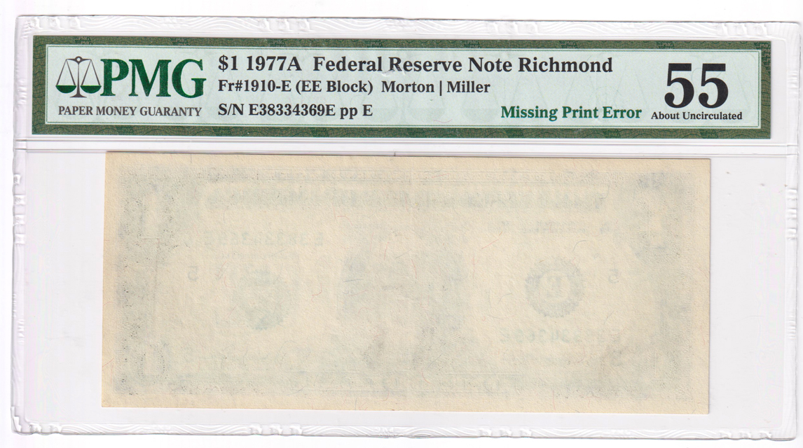 Error Currency - Five certified small size Federal Reserve Note errors