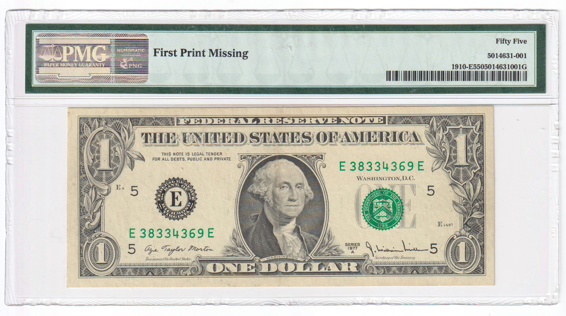 Error Currency - Five certified small size Federal Reserve Note errors
