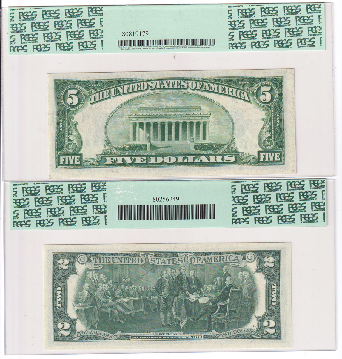 Eight certified small size star notes