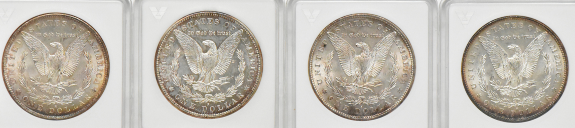 Four 1879-S, all ANACS MS-64, one PL