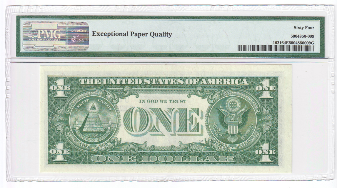 Error Currency - 1957-B $1 Silver Certificate Fr# 1621 Mismatched Serial Numbers - PMG ChCU-64 EPQ