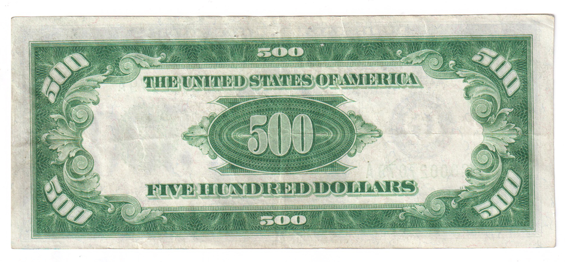 1934 $500 Chicago Fr# 2201-Glgs - VF/pinholes