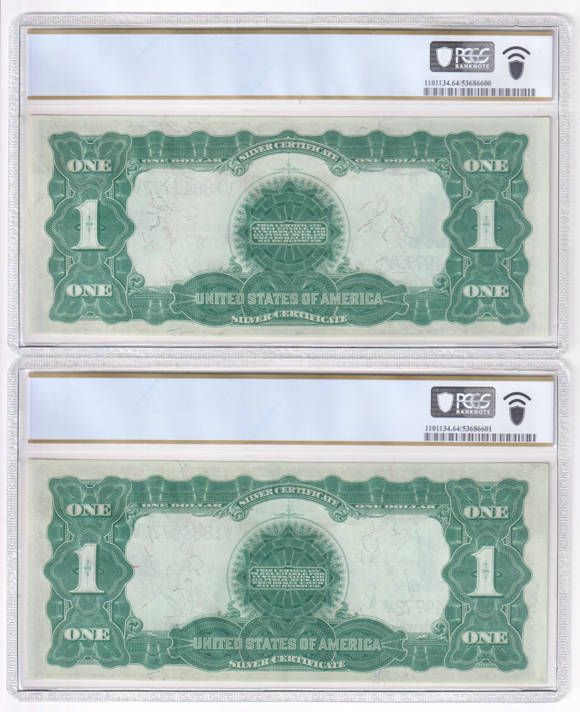 Cut sheet of 1899 $1 Black Eagle Fr# 233 - Two ChCU-64 PPQ and two GemCU-65 PPQ