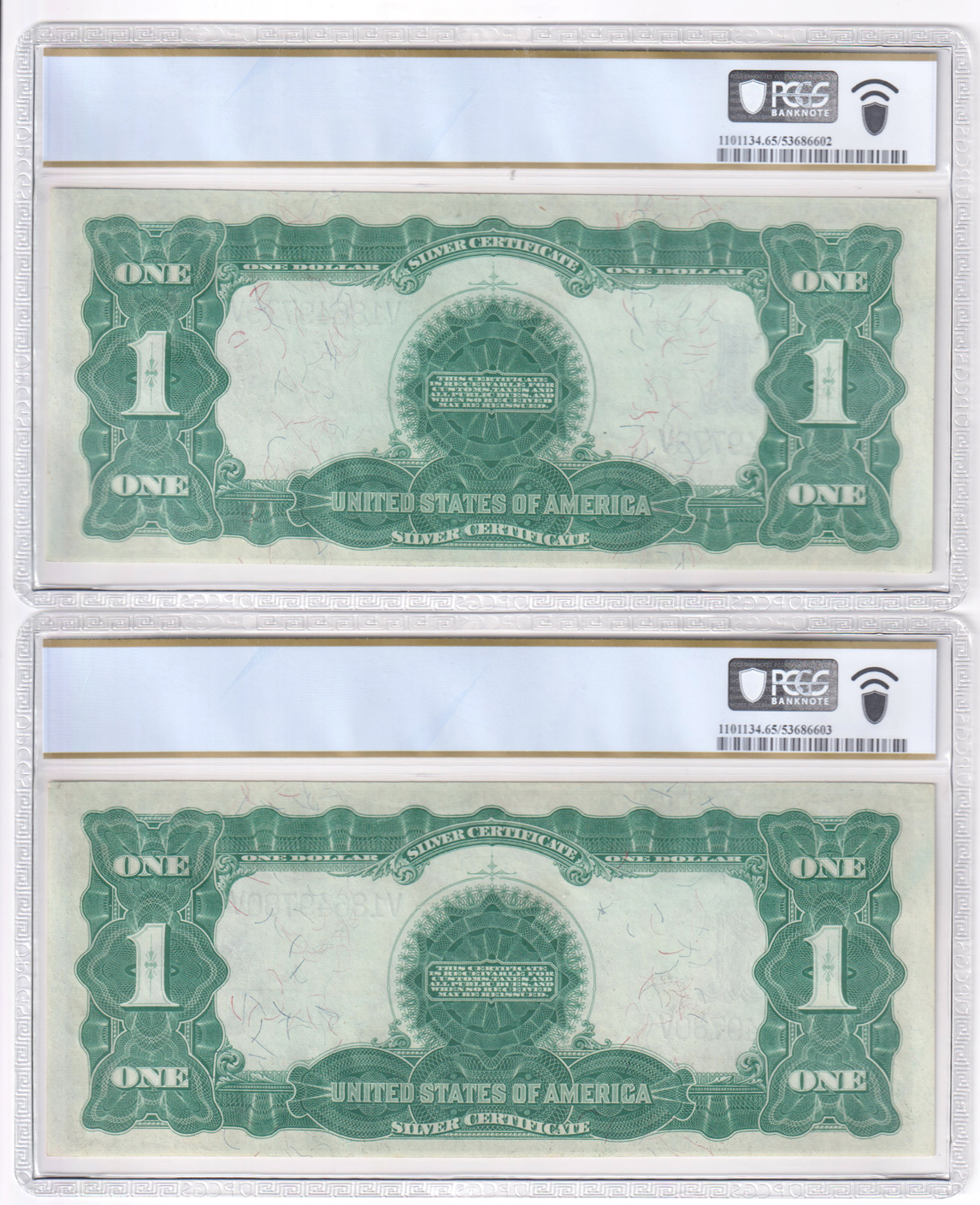 Cut sheet of 1899 $1 Black Eagle Fr# 233 - Two ChCU-64 PPQ and two GemCU-65 PPQ