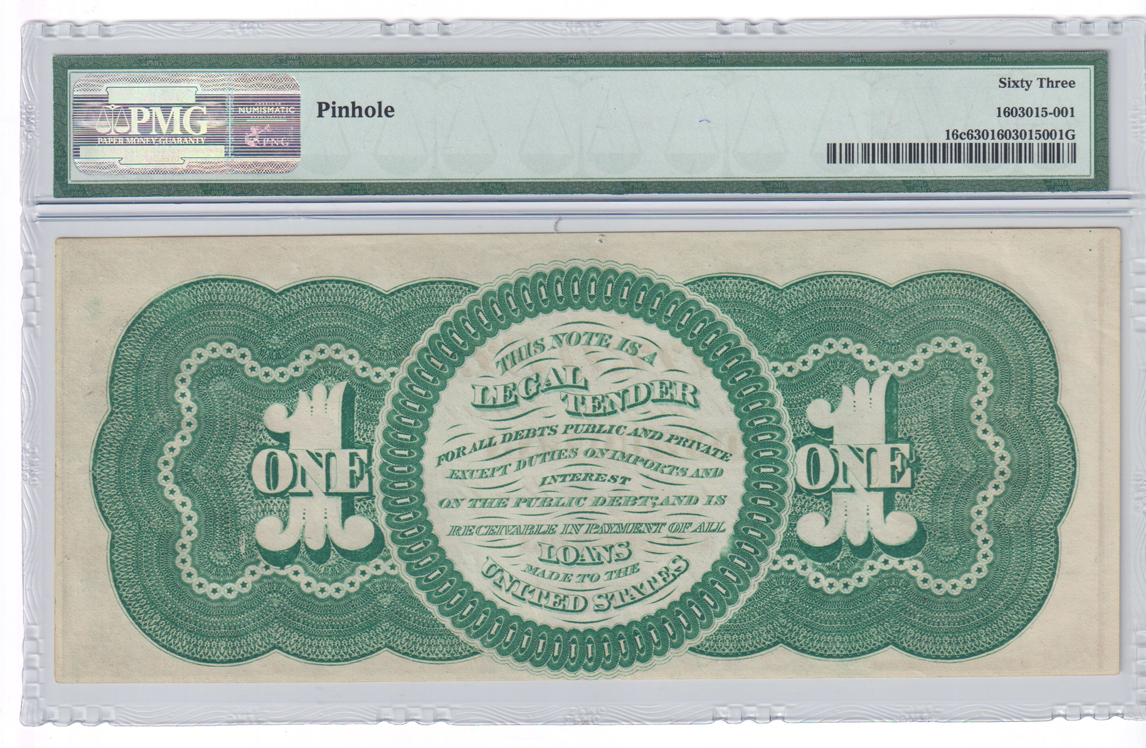1862 $1 Fr# 16c - PMG ChCU-63/pinhole