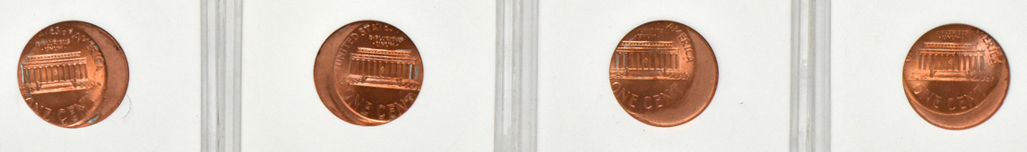 Group of forty 1999 and thirty-eight 2001 off-center Lincoln cents