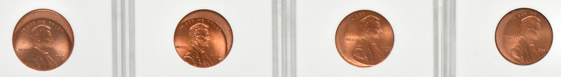 Group of forty 1999 and thirty-eight 2001 off-center Lincoln cents