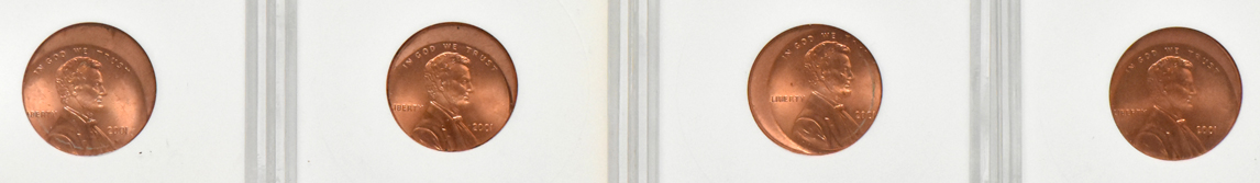 Group of forty 1999 and thirty-eight 2001 off-center Lincoln cents