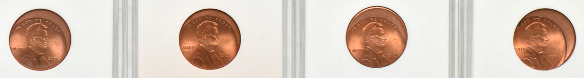 Group of eighty 2001 off-center Lincoln cents