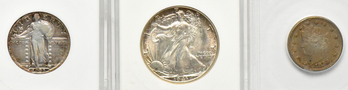 Eight certified coins with peculiarities