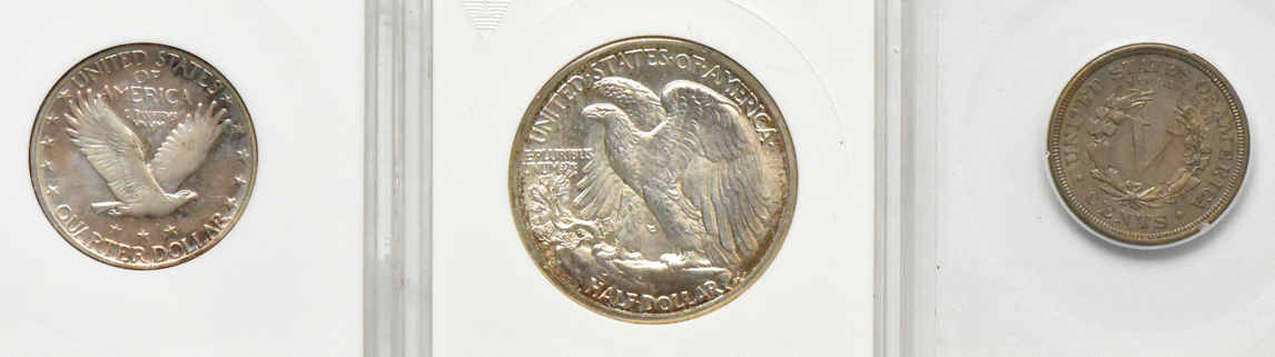 Eight certified coins with peculiarities