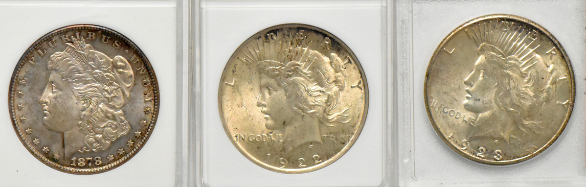 Eleven certified silver type coins