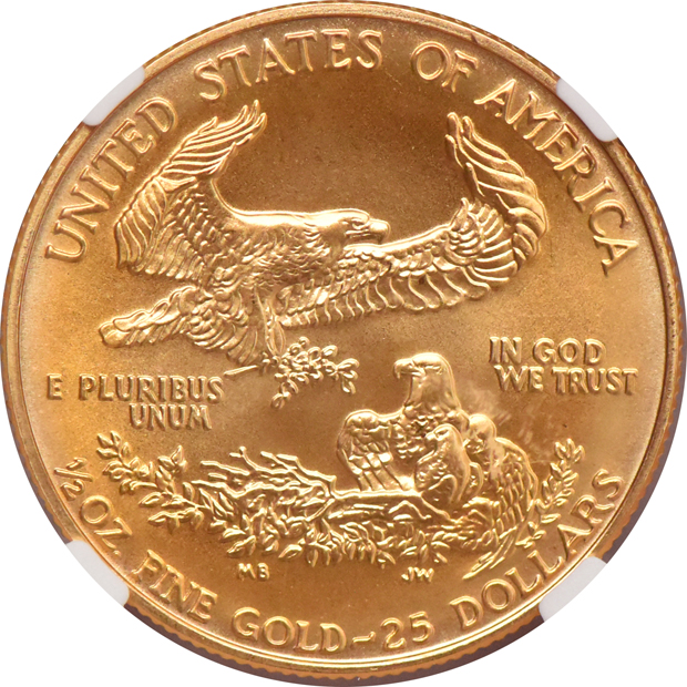 1992 $25 1/2oz gold Eagle NGC MS-69