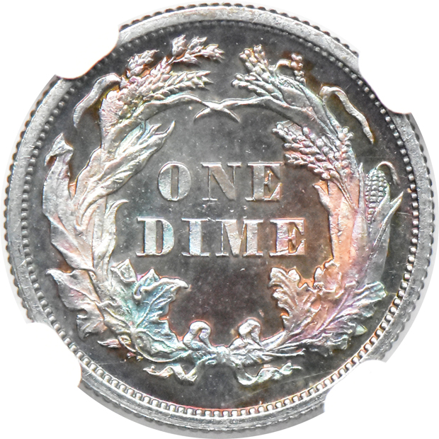1872 PR-64, 1876 PR-62, and an 1891 MS-64, all NGC