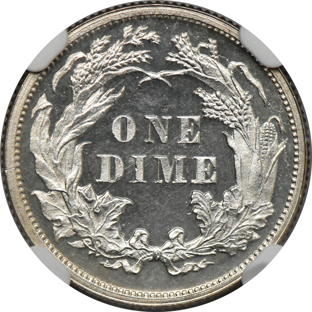 1872 PR-64, 1876 PR-62, and an 1891 MS-64, all NGC