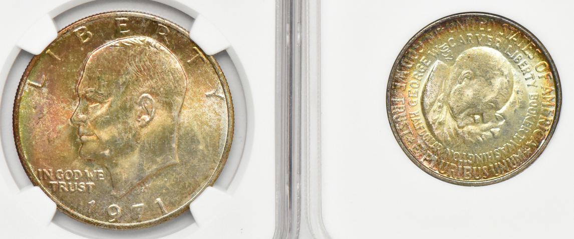 Five silver type coins certified by NGC