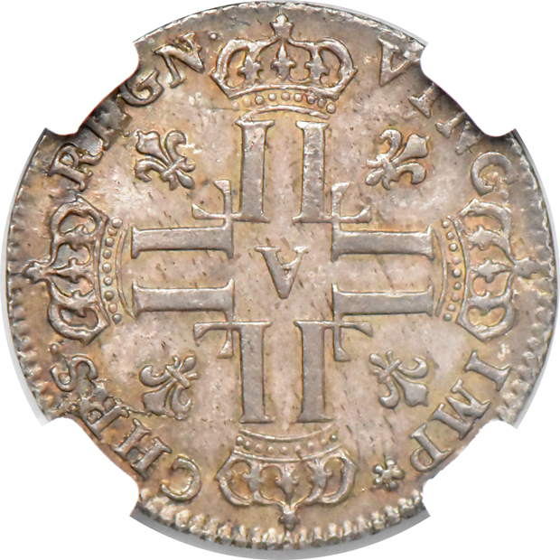 France - 1720-A 1/3 ecu Crowned L's John Law Issue - NGC AU-58