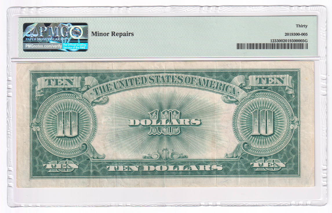 1923 $10 Fr# 123 - PMG VF-30/minor repairs